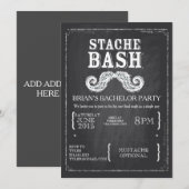 ヒゲ祭 bachelor party 黒板 ヒップスター 招待状 (正面/裏面)