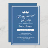 ヒゲ ネイビーブルー 退職パーティー 招待状 (正面/裏面)