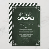 ヒゲ ラブ ヴィンテージ ブラックボード ゲイ ウェディング 招待状 (正面/裏面)