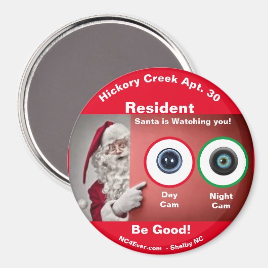 ヒコリークリークApt.30サンタがマグネットを見ている マグネット (正面/裏面)