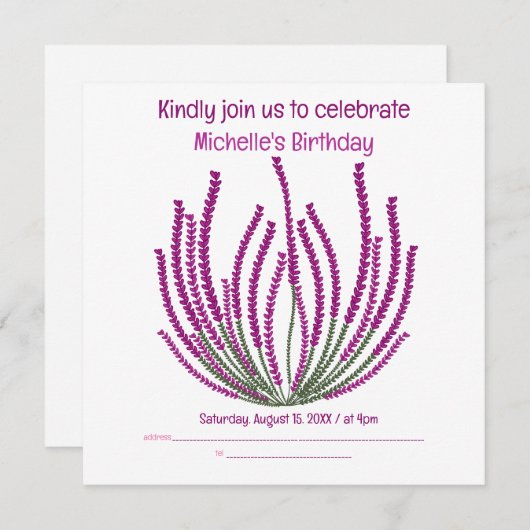 ヒザーの花 招待状 (正面/裏面)