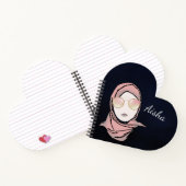 ヒジャビイラストレーション |カスタマイズ可能なハート型 ノートブック (内部)