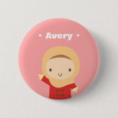 ヒジャブスカーフの冬を持つかわいいイスラム教徒の少女 缶バッジ (正面)