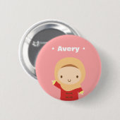 ヒジャブスカーフの冬を持つかわいいイスラム教徒の少女 缶バッジ (正面&裏面)