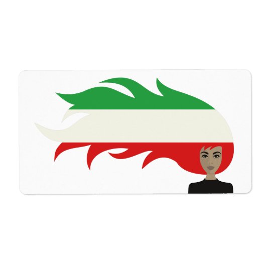ヒジャブ法に抗議するイラン人女性 ラベル (正面)