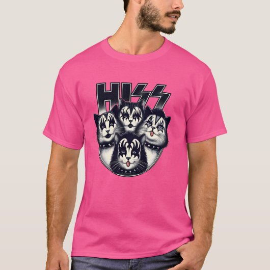 ヒスおもしろいキャッツ子猫ロック Tシャツ (正面)