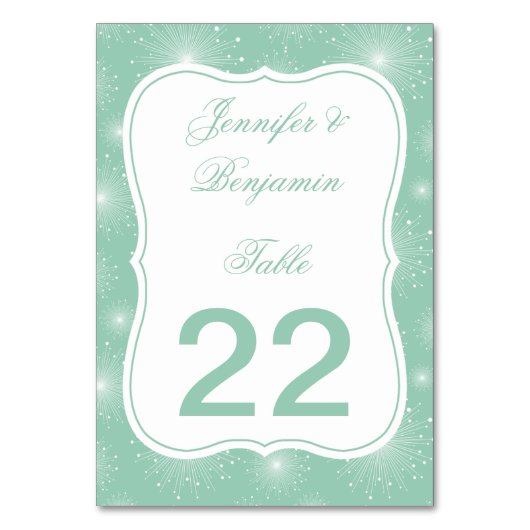 ヒスイの真新しく白い日が差すことのスターバストのテーブルカード テーブルナンバー (正面)