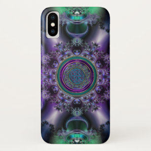 ヒスイの紫色のケルト族のフラクタルデザインのiPhone Xの箱 iPhone X ケース