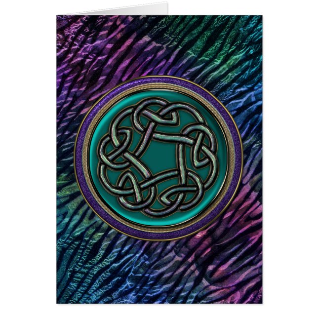 ヒスイ緑の金属のケルト結び目模様 (正面)
