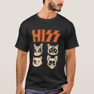 ヒスキャッツおもしろいキッチンロックロックイン長袖T Tシャツ