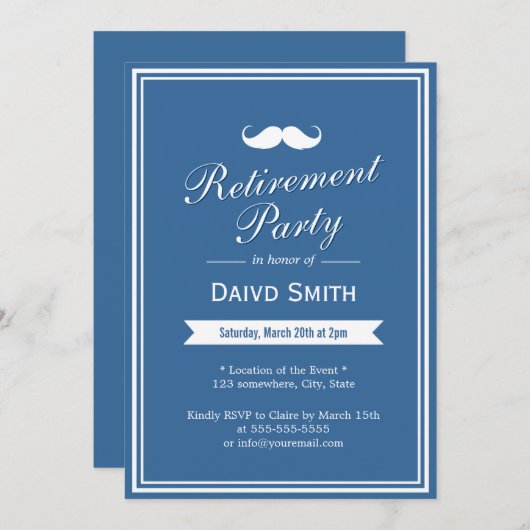 ヒスティーネービーブルーリタイアメントパーティの招待状 招待状 (正面/裏面)