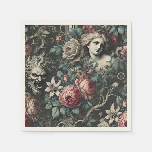 ヒステリーの開花で隠す – ゴシックビクトリアン スタンダードカクテルナプキン (正面)