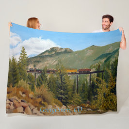 ヒストリックジョージタウンコロラドスチームエンジントレイン フリースブランケット