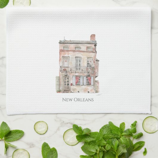 ヒストリック建物ニューオーリンズウォーター キッチンタオル (折り畳み)