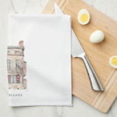 ヒストリック建物ニューオーリンズウォーター キッチンタオル (四つ折り)