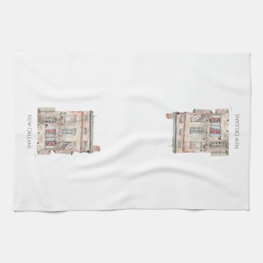ヒストリック建物ニューオーリンズウォーター キッチンタオル (横)