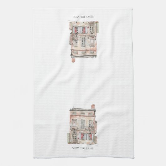 ヒストリック建物ニューオーリンズウォーター キッチンタオル (縦)