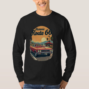 ヒストリック ルート66 ロードトリップ 正面プリント Tシャツ