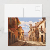 ヒストリッスペインのクタウン通り – サニーヨーロッパランド シーズンポストカード (正面/裏面)