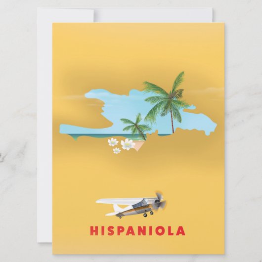 ヒスパニオラ島の地図 イラストプリント 招待状 (正面)