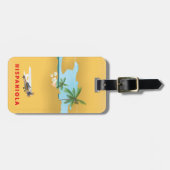 ヒスパニオーラの地図図解入りの、写真付きのプリント。 ラゲッジタグ (正面横)