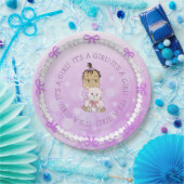 ヒスパニックのベビーガール持ちテディベアのベビーシャワー ペーパープレート (パーティー)