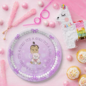 ヒスパニックのベビーガール持ちテディベアのベビーシャワー ペーパープレート (パーティー)