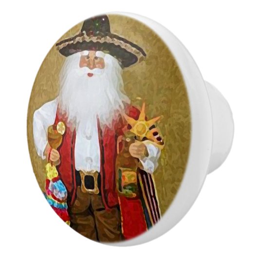 ヒスパニックのメキシコ南西テキサス州のサンタクロース セラミックノブ (右)