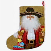 ヒスパニックのメキシコ南西テキサス州のサンタクロース ラージクリスマスストッキング (裏面)