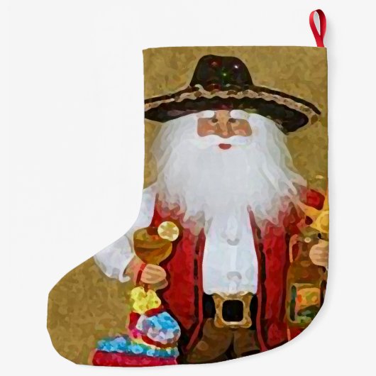 ヒスパニックのメキシコ南西テキサス州のサンタクロース ラージクリスマスストッキング (裏面)