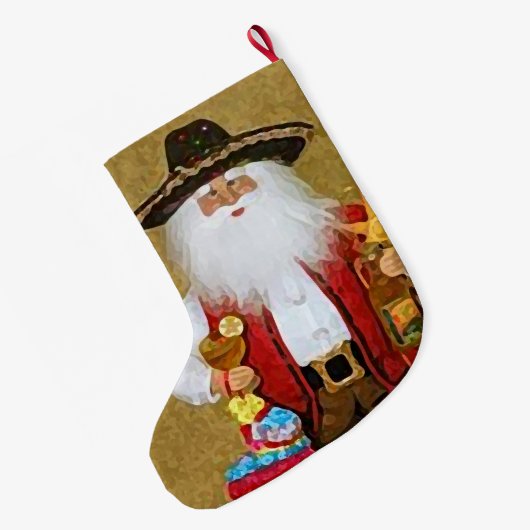 ヒスパニックのメキシコ南西テキサス州のサンタクロース ラージクリスマスストッキング (裏面 (吊り時))