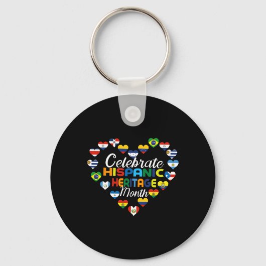 ヒスパニックの国々は祝ヒスパニックのヘリタに旗を立てる キーホルダー (正面)
