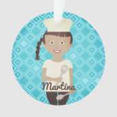 ヒスパニックの女の子シェフのハットヘラパーソナライズされた オーナメント (正面)
