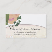 ヒスパニックの女性のシェフのハーブのケイタリングビジネスカード 名刺 (裏面)