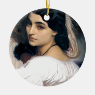 ヒスパニックの女性女性の旧式な絵画 セラミックオーナメント