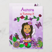 ヒスパニックまたはアフリカ系アメリカ人の妖精の誕生日 招待状 (正面/裏面)