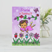 ヒスパニックまたはアフリカ系アメリカ人フェアリー誕生日 招待状 (スタンド正面)