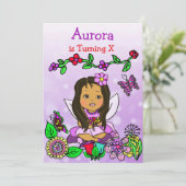 ヒスパニックまたはアフリカ系アメリカ人フェアリー誕生日 招待状 (スタンド正面)