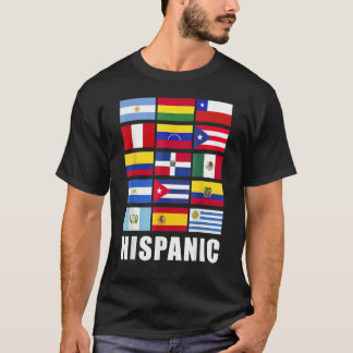 ヒスパニックアメリカ国旗ラテンアメリカ系女性ヒスパニック伝統M Tシャツ