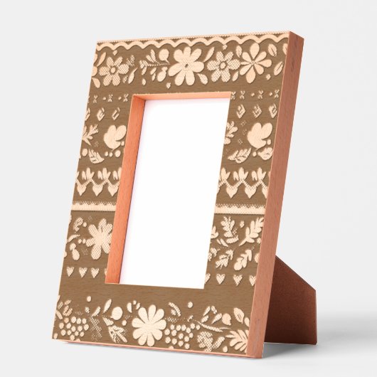 ヒスパニックフォークアインスパイアート花 レーザー彫刻フレーム (左)