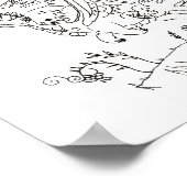 ヒスパニックフォークアートベビードラゴンカラーページ ポスター (角)