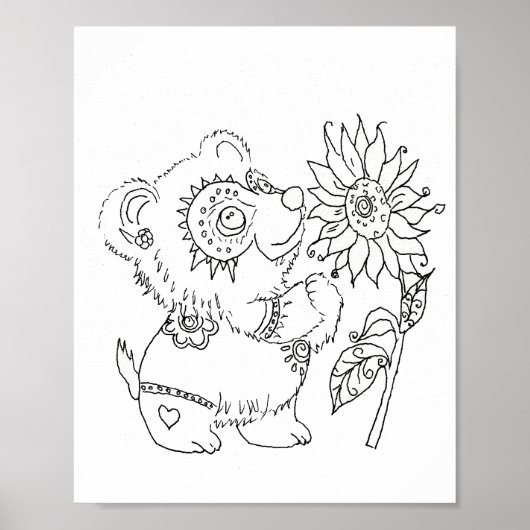 ヒスパニックフォークアートベビーベアカラーページ ポスター (正面)