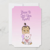 ヒスパニックベビーガールとテディベアのベビー 招待状 (裏面)