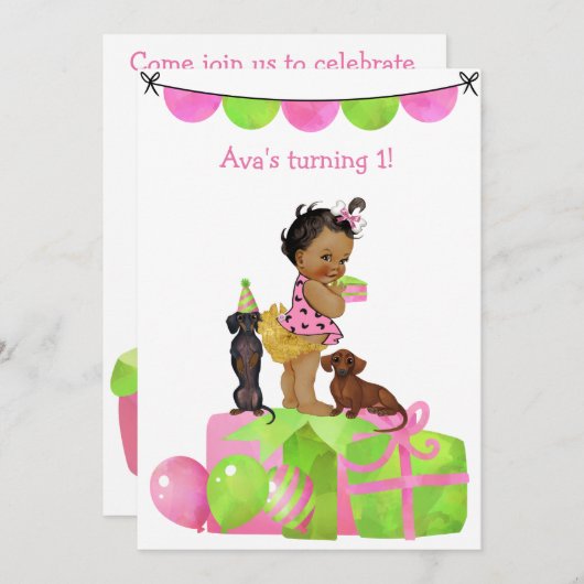 ヒスパニックベビーガールダシュントパーティの招待状 招待状 (正面/裏面)