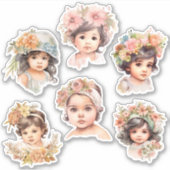 ヒスパニックベビー顔花模様ヴィンテージアンティークジャーナル シール (正面)