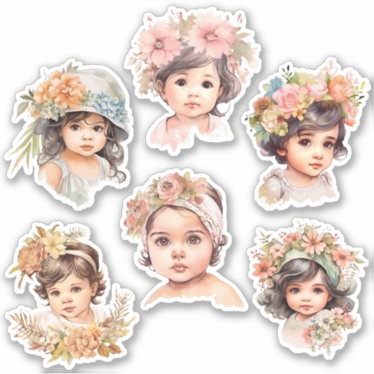 ヒスパニックベビー顔花模様ヴィンテージアンティークジャーナル シール (正面)