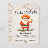 ヒスパニックメキシコサンタクロースFeliz Navidadパーティー 招待状 (正面/裏面)
