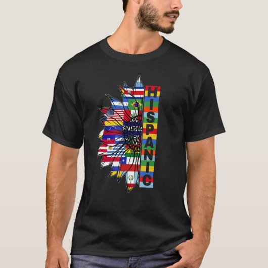 ヒスパニック伝統ヒマワリの国の国旗 Tシャツ (正面)