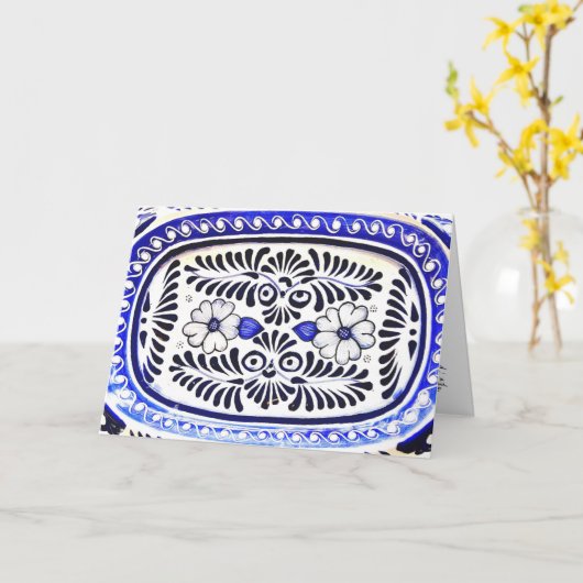 ヒスパニック伝統ブルータラベラグリーティング カード (黄色い花)