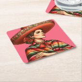 ヒスパニック伝統ラティンサラペパーティー賛成 スクエアペーパーコースター (アングル)